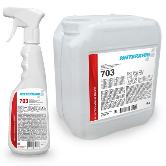 ИНТЕРХИМ 703 Средство регулярной очистки поверхностей в санитарных помещениях, с защитным эффектом - Интерхим